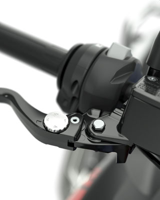 We see the clutch and brake lever of the G 310 GS.