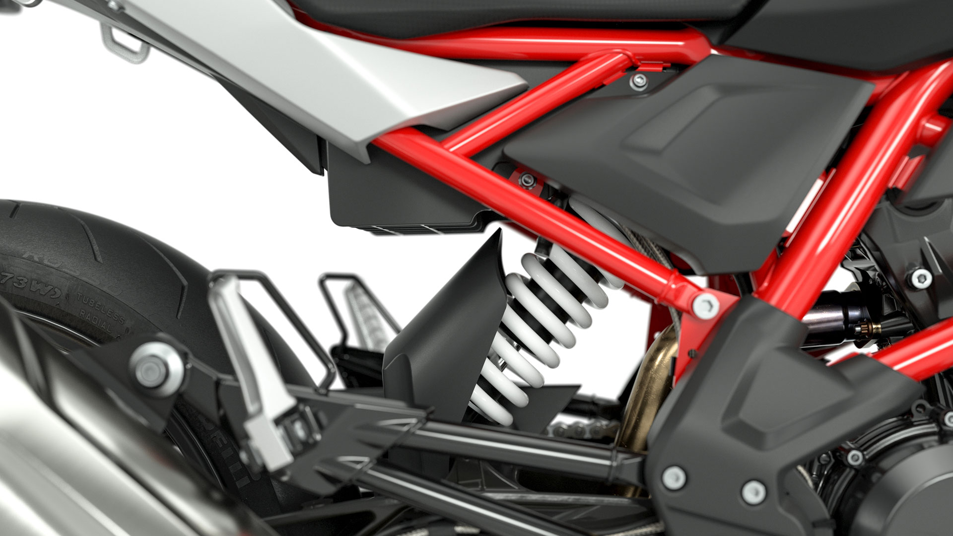 We see the suspension of the G 310 GS.