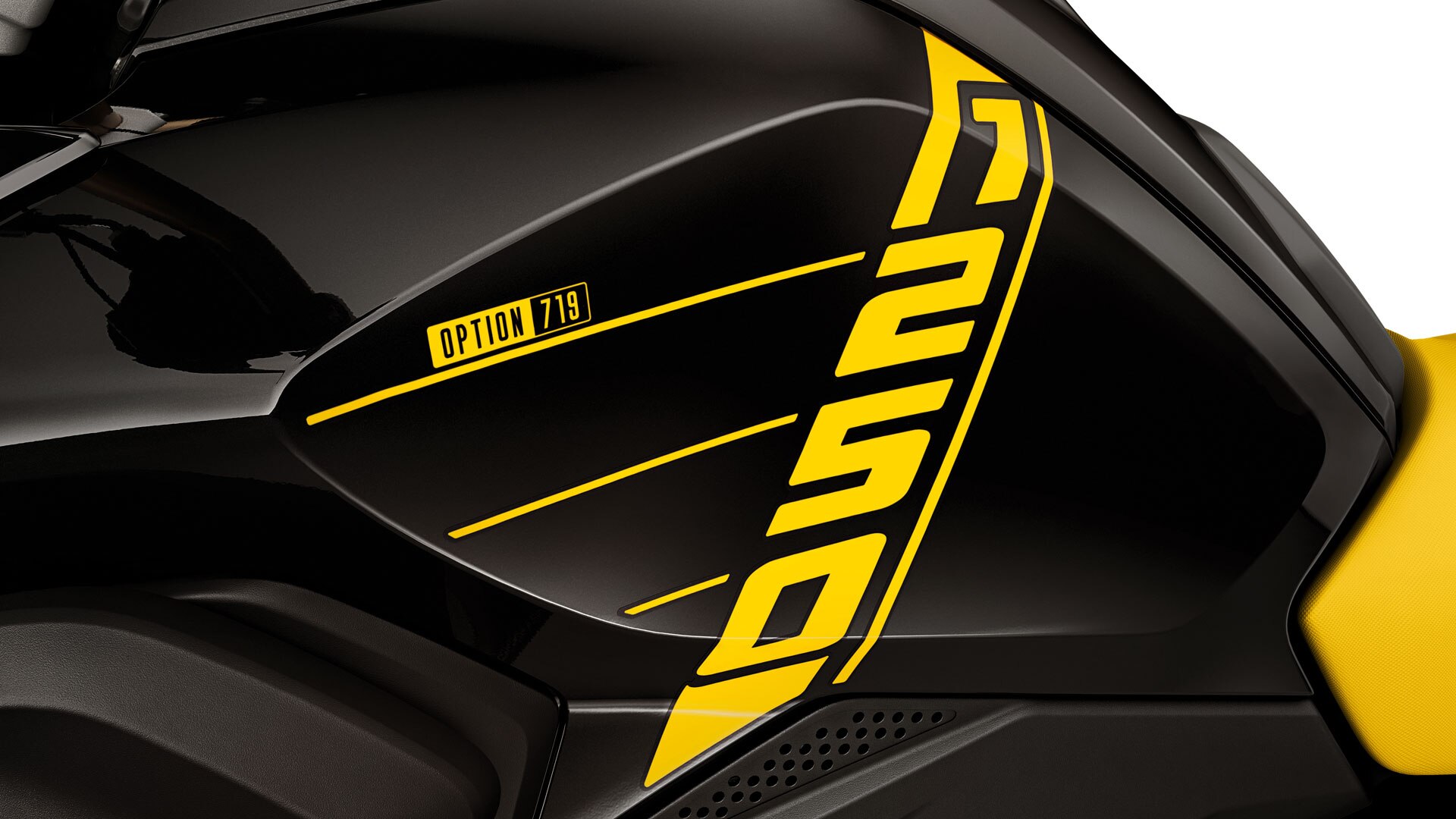Option 719ロゴと“1250”のレタリングをあしらったタンクグラフィック