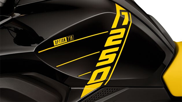Option 719ロゴと“1250”のレタリングをあしらったタンクグラフィック