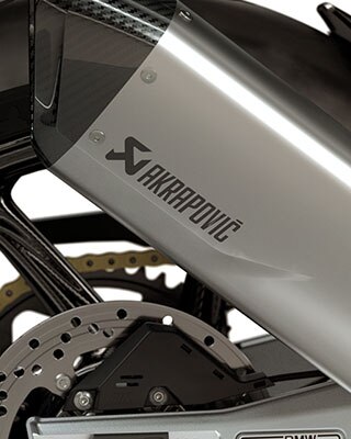 We see the full-titanium exhaust system of the M RR.