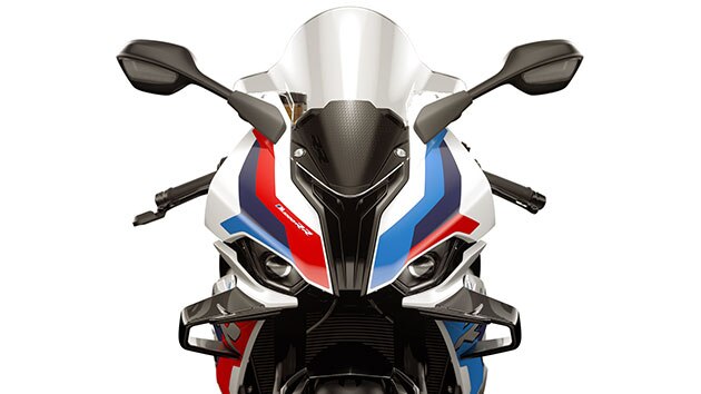We see the asymmetrical colour concept of the M RR with the basic colours light blue, dark blue and red.